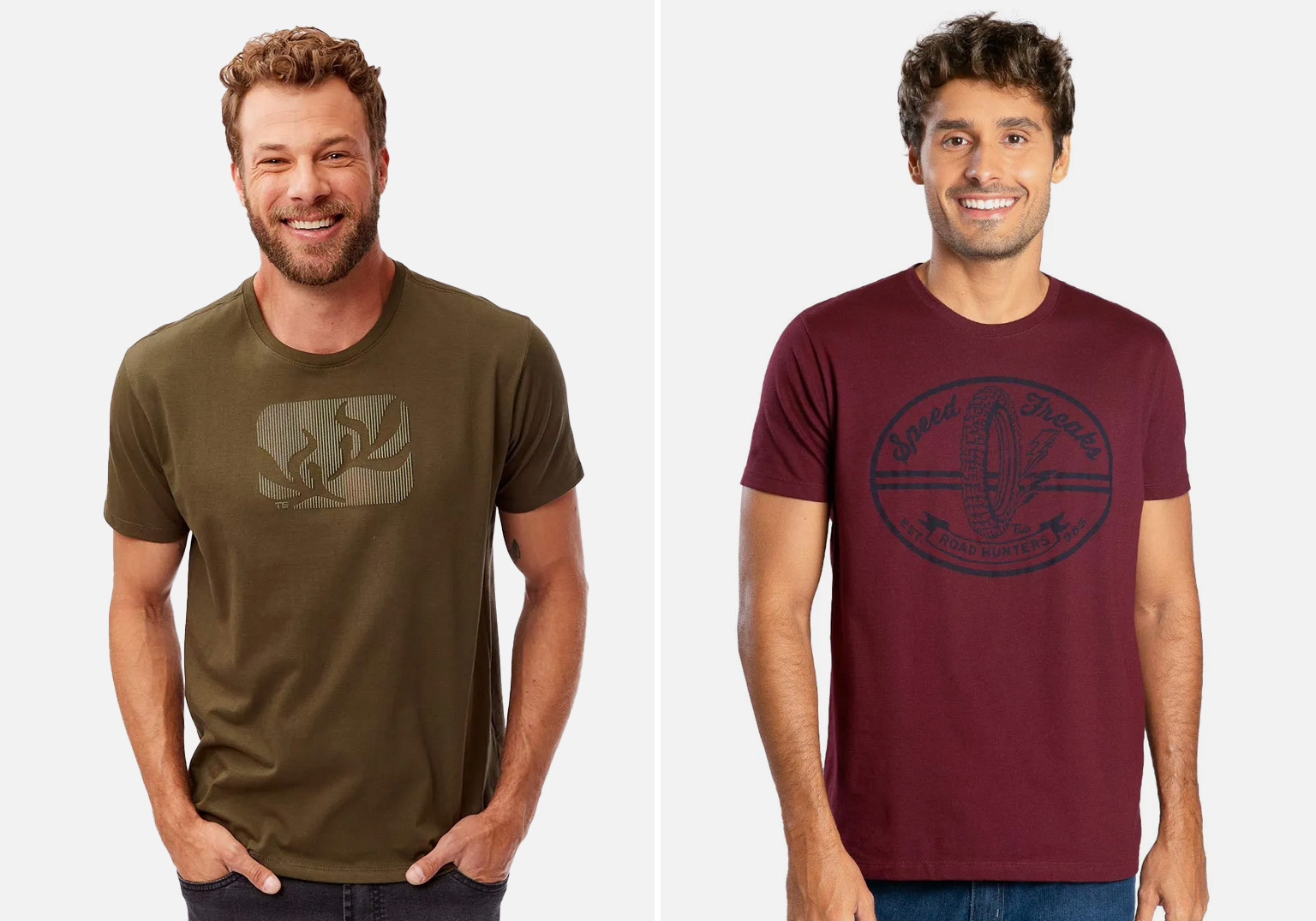 Dois homens usando camisetas estilosas e modernas