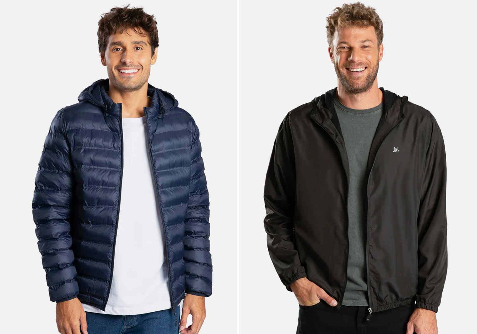 Dois homens usando jaquetas de frio estilosas