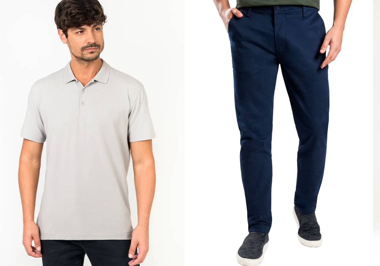 modelo com conjunto polo e calça social