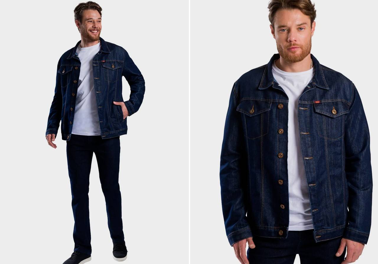 modelo masculino com look all jeans