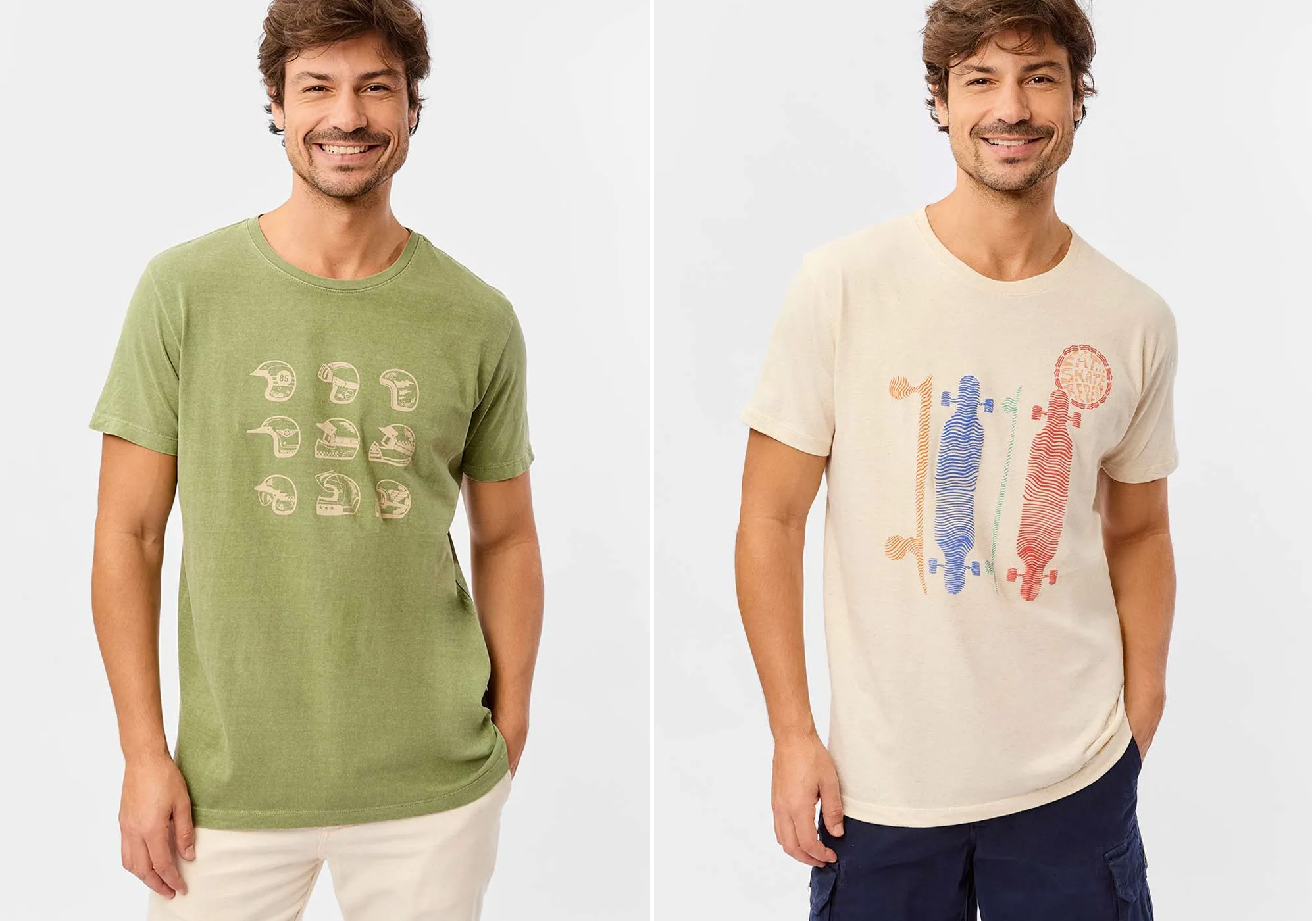 Camisetas masculinas com estampas descoladas