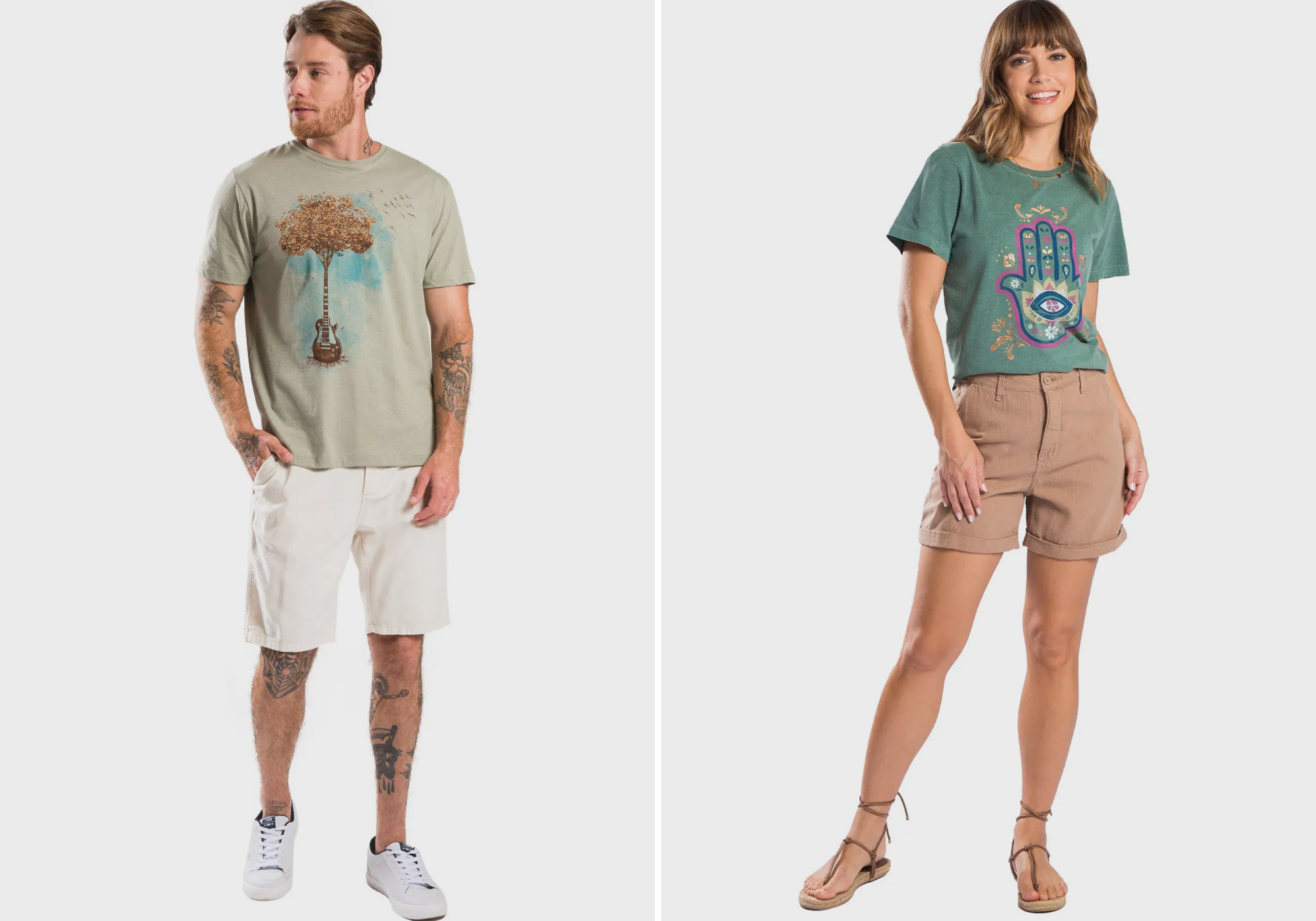 Homem e mulher usando roupas casuais e modernas