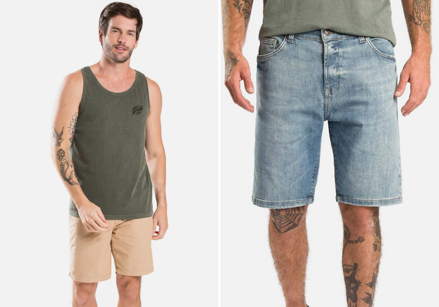 Homem vestindo camiseta e bermuda casual