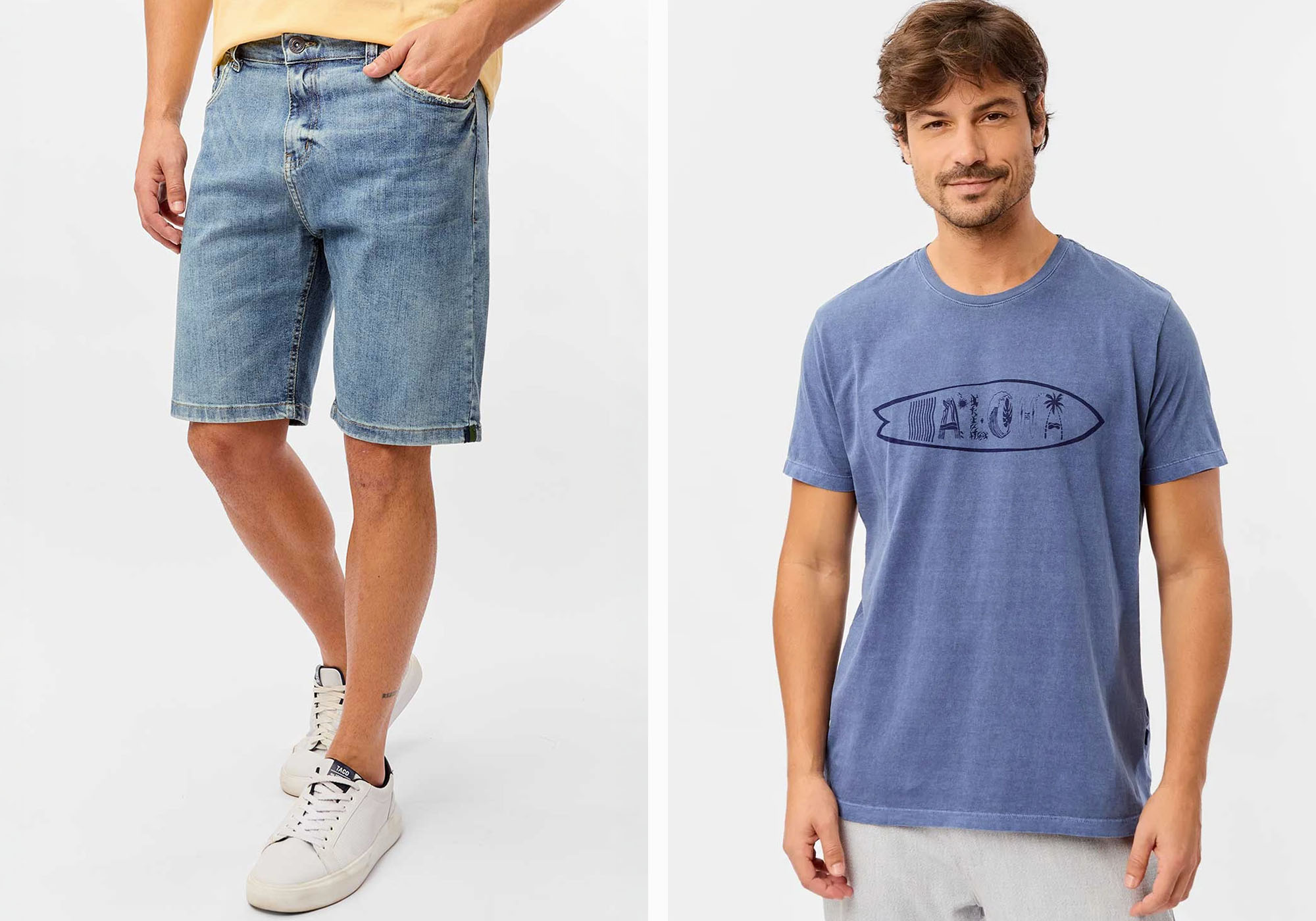 Modelos usando bermuda e camiseta casual