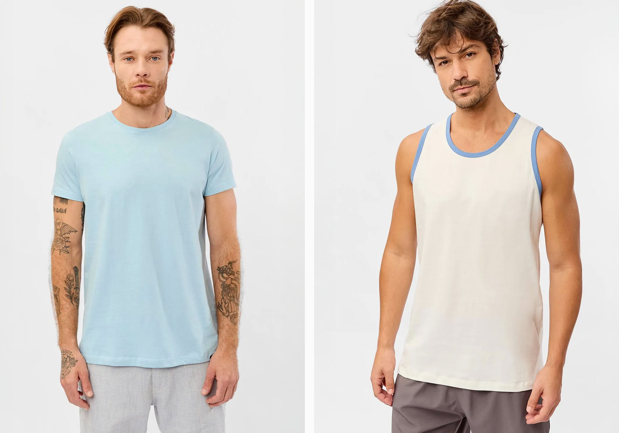 Camisetas masculinas em diferentes estilos e cores